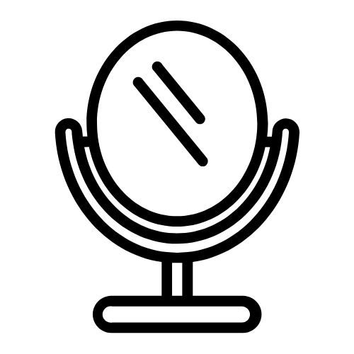 LOGO (14) Icône de rouge à lèvre et miroir, représentant un cours d’automaquillage personnalisé pour apprendre à valoriser son visage selon sa morphologie.